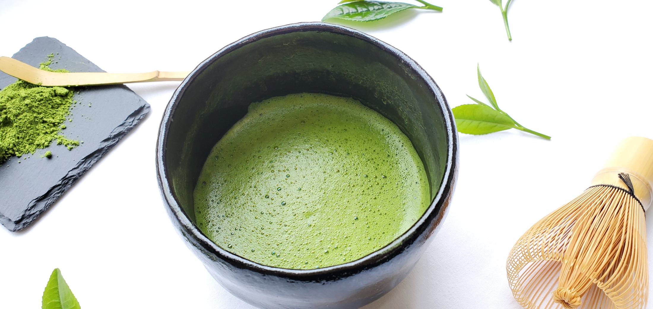 A bowl of freshly whisked matcha